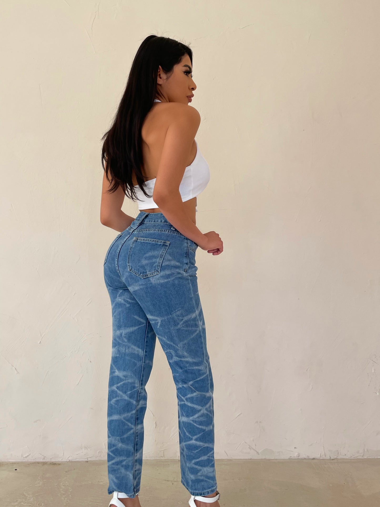 Straight Washed Denim Jeans