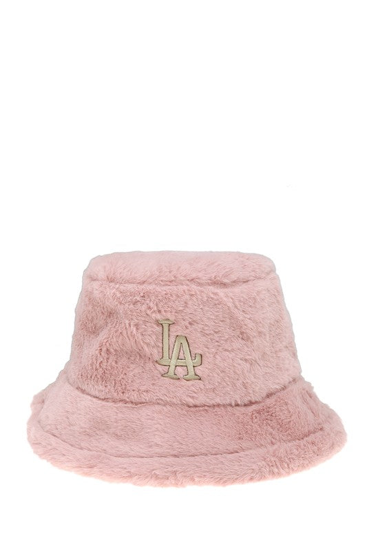 LA Embroidery Fur Bucket Hat