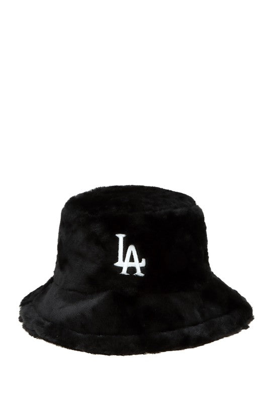 LA Embroidery Fur Bucket Hat